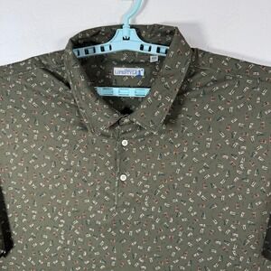 Westport Lifestyle Polo Shirt Mens 4XB Big Green Golf Performance Geometric AOP